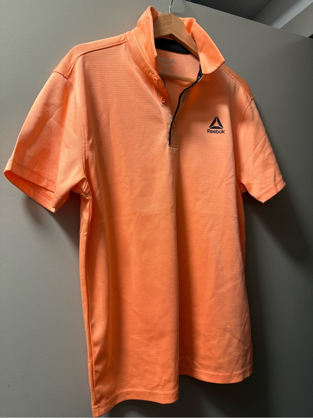 Reebok Men's Peach-Orange Short Sleeve Polo